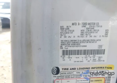 2014 Ford F-150 Stx z USA, uszkodzony, nr VIN 1FTFW1EFXEFD12066